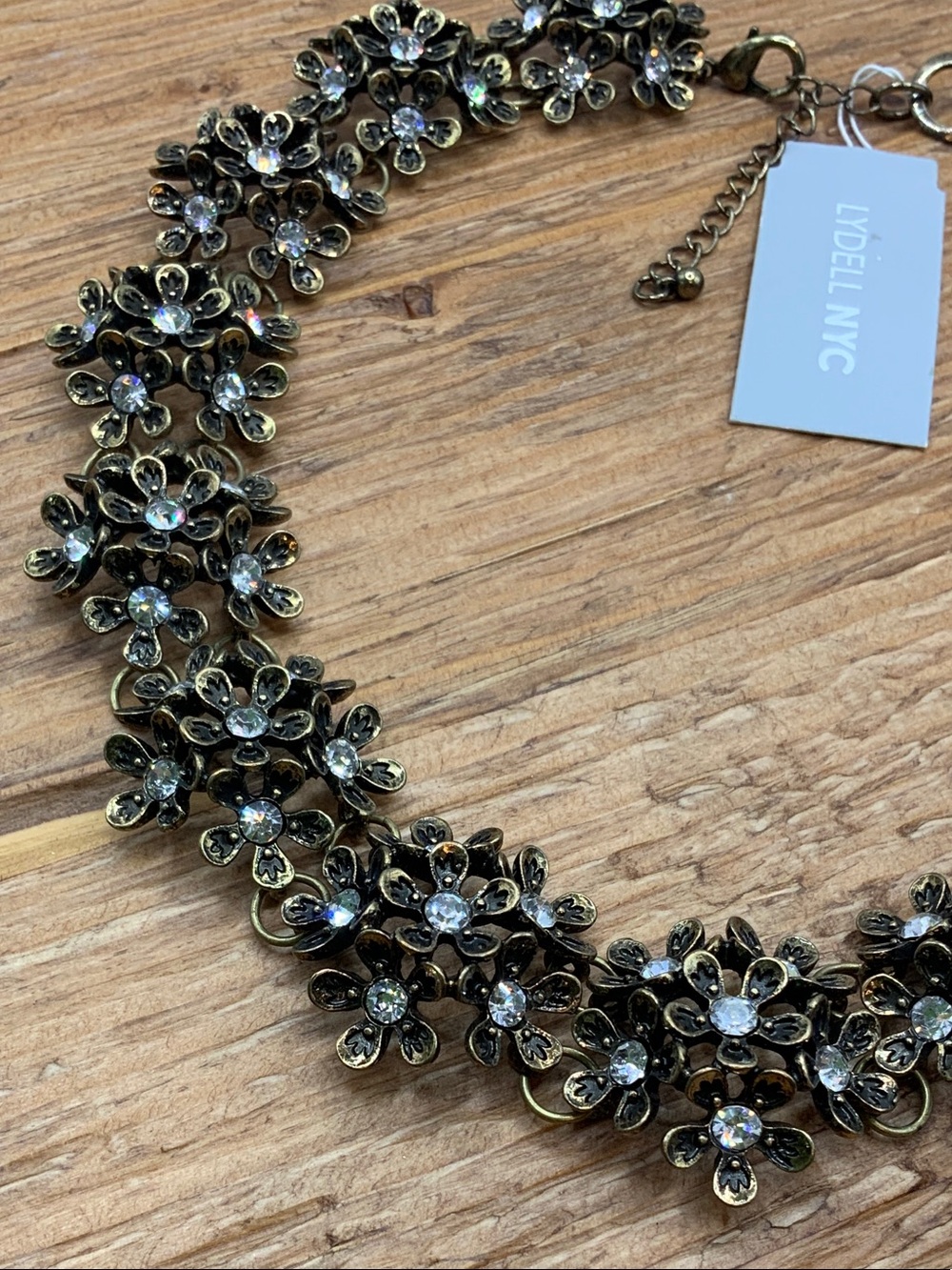 Lydell NYC Gold Floral Crystal Collar Necklace